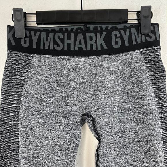 Gymshark Logo Band Athletic Leggings Flex Low Rise Grey Black Marl Size Small - Picture 4 of 7